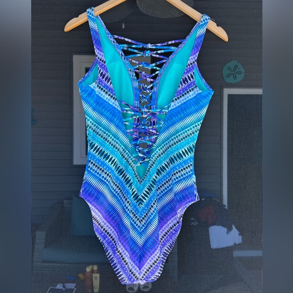 Bleu Rod Beattie - Knotty Lace Down One Piece Swimsuit - Women’s Size 8 - Picture 4 of 10